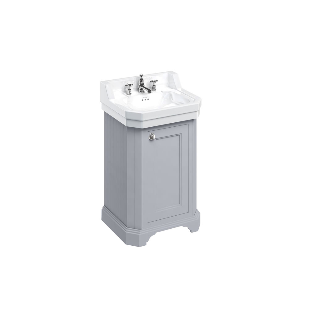 Edwardian 560mm basin and free-standing rectangular cloakroom vanity unit - Classic Grey